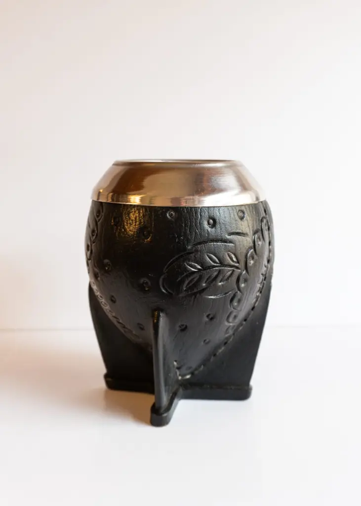 Mate Torpedo - Virola De Acero - Cuero Repujado